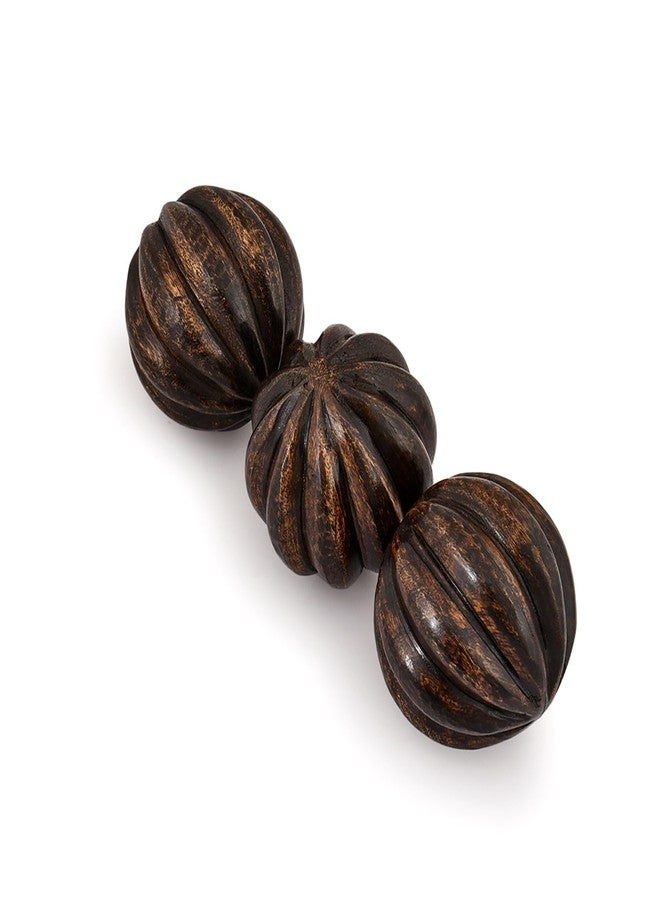 Kaizen Casa Decorative Balls Mango Wood Round Balls Set of 3 for Centerpiece Use Ideal for Use in Living, Dining Room, Coffee Table Centerpiece Home Décor (3" x 3" x 3") - Image 2